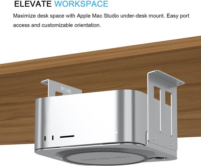 IFCASE Aluminum Under Desk Mount for Mac Studio M4 M3 M2 M1 Max, Ultra with Anti-Scratch Pad (Silver) - Image 3